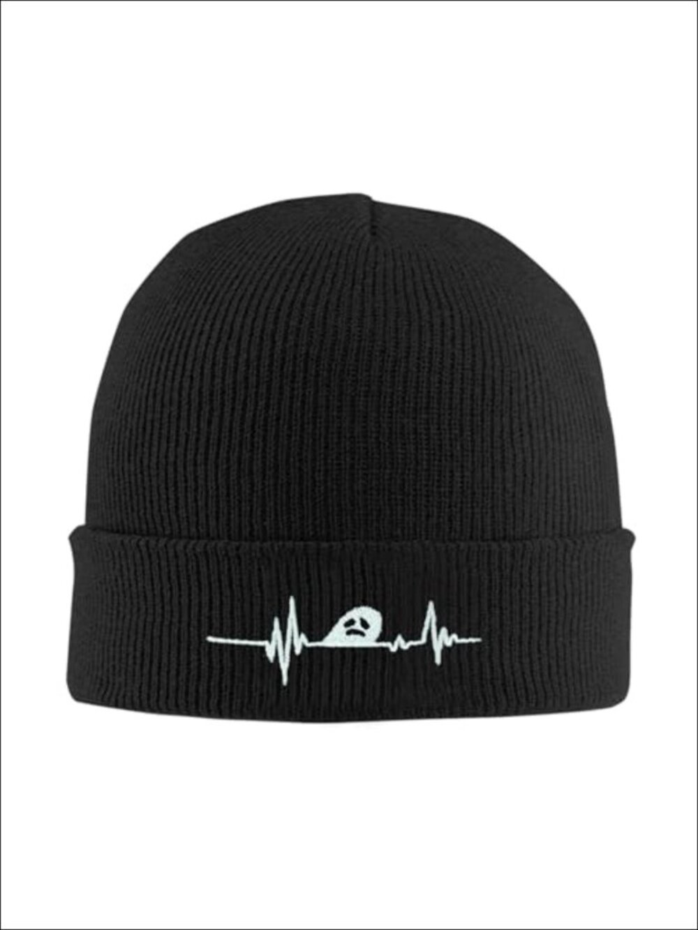 Rose Embroidered Beanie Cap Soft Knit Hat Women Men Chemo Sleep